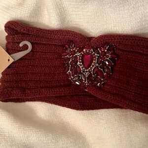 C.C. Boutique Maroon Knit Headband with Jewel Accent